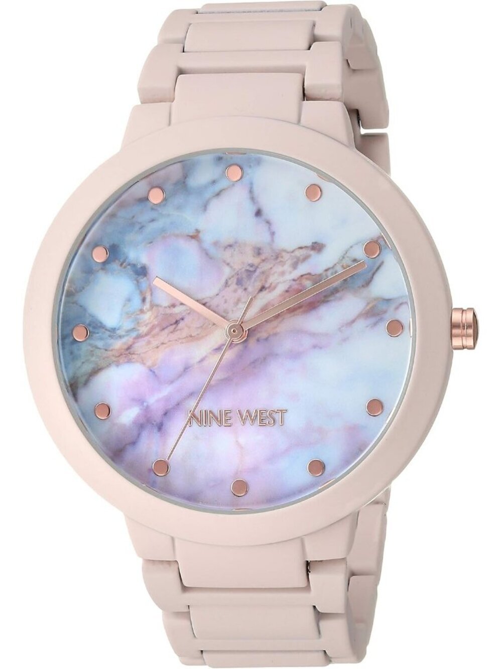 Nine West Women's Pink Analog Japanese Quartz Solid Rubberized Bracelet Watch